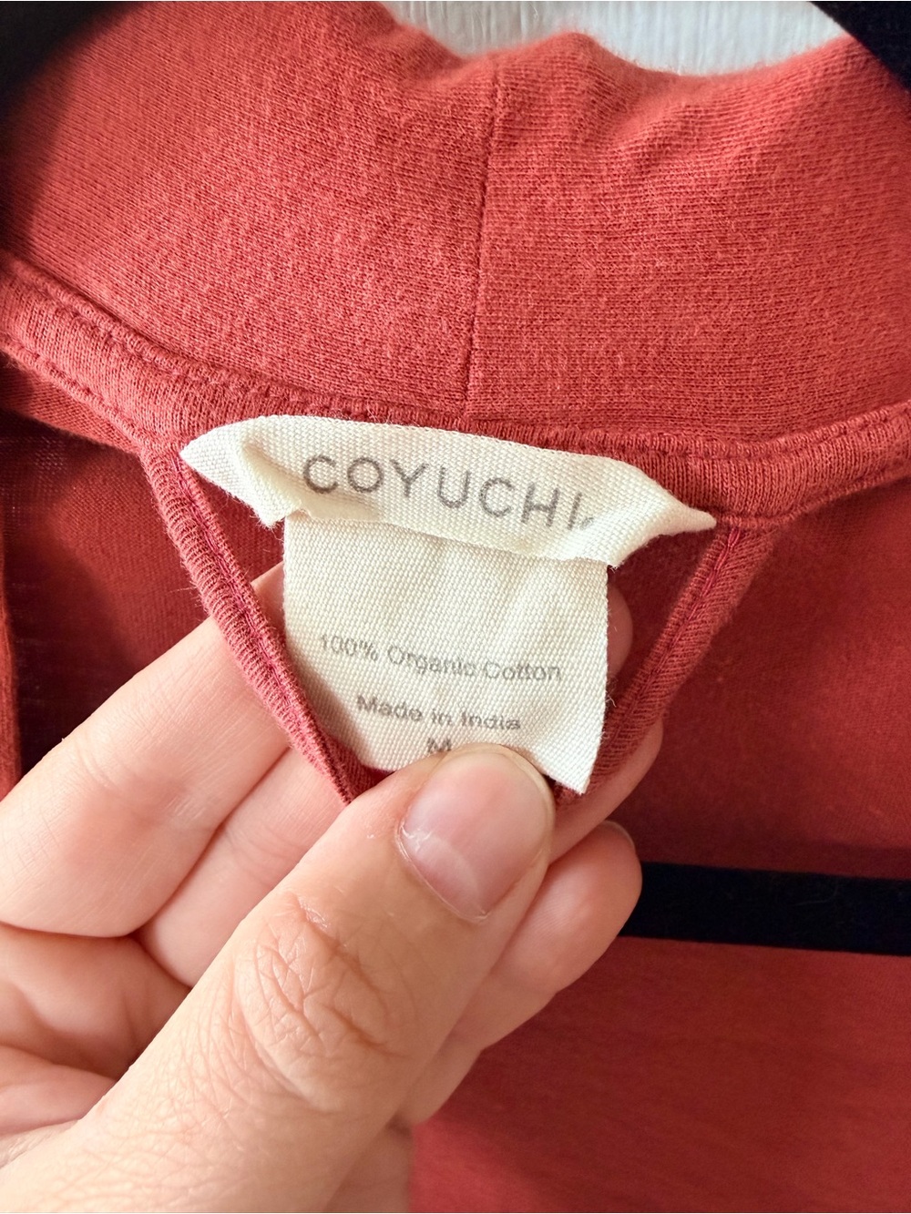 Coyuchi Lightweight Coral-Red Belted Robe - Picture 3 of 3